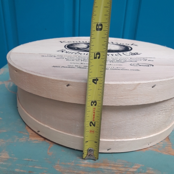 Round Box Wood Box with Lid Bourbon Storage Bin Container Hat Box Pantry Crafts - Picture 10 of 11